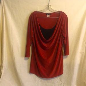 American City Wear rust/blk drape neck knit sz 2x